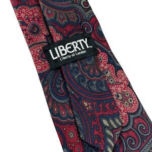 Liberty of London Silk Tie Blue Red Green Wild Ornate Paisley 3.5"